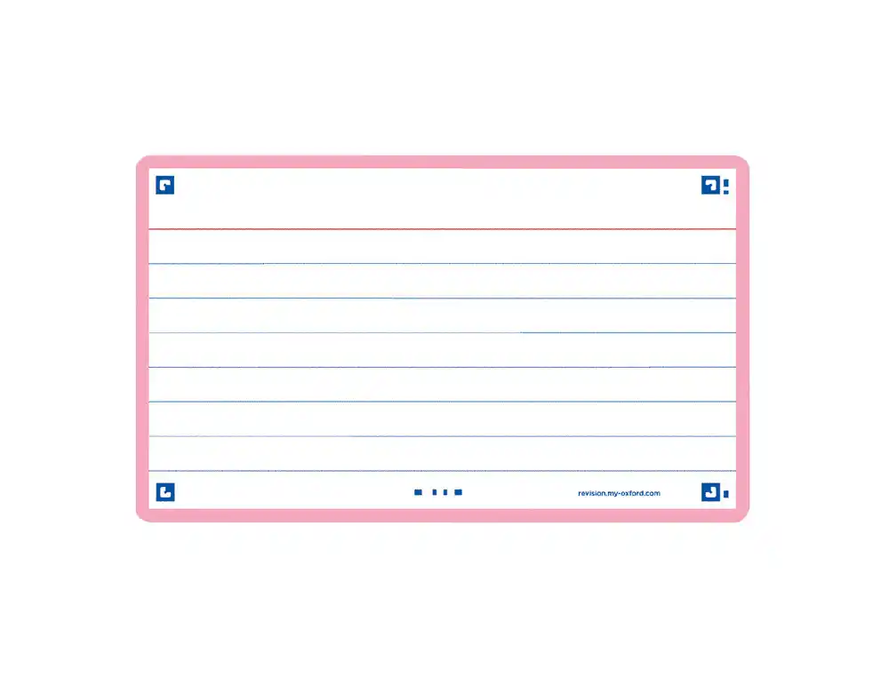 [175890] Ficha de revision oxford flashcards 2.0 75x125 mm 250 g rayado horizontal color rosa paquete de 30 unidades