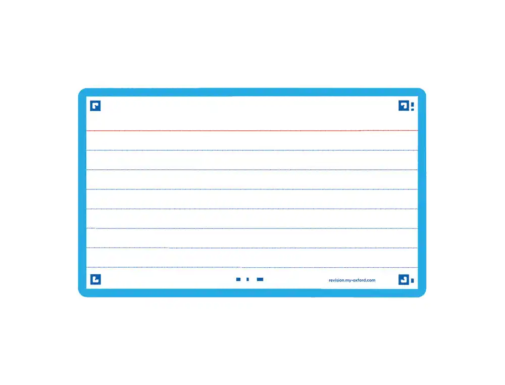 [175889] Ficha de revision oxford flashcards 2.0 75x125 mm 250 g rayado horizontal color turquesa paquete de 30