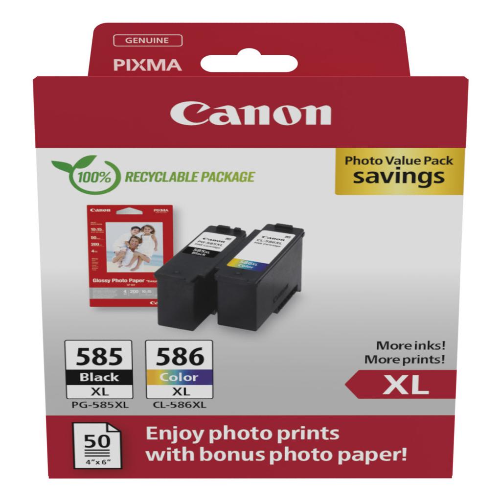 [71958] [6204C005] CANON Cartucho PG585XL/CL586XL Photo Value Pack + 50h 10x15cm photo paper GP501 ECOPACK carton