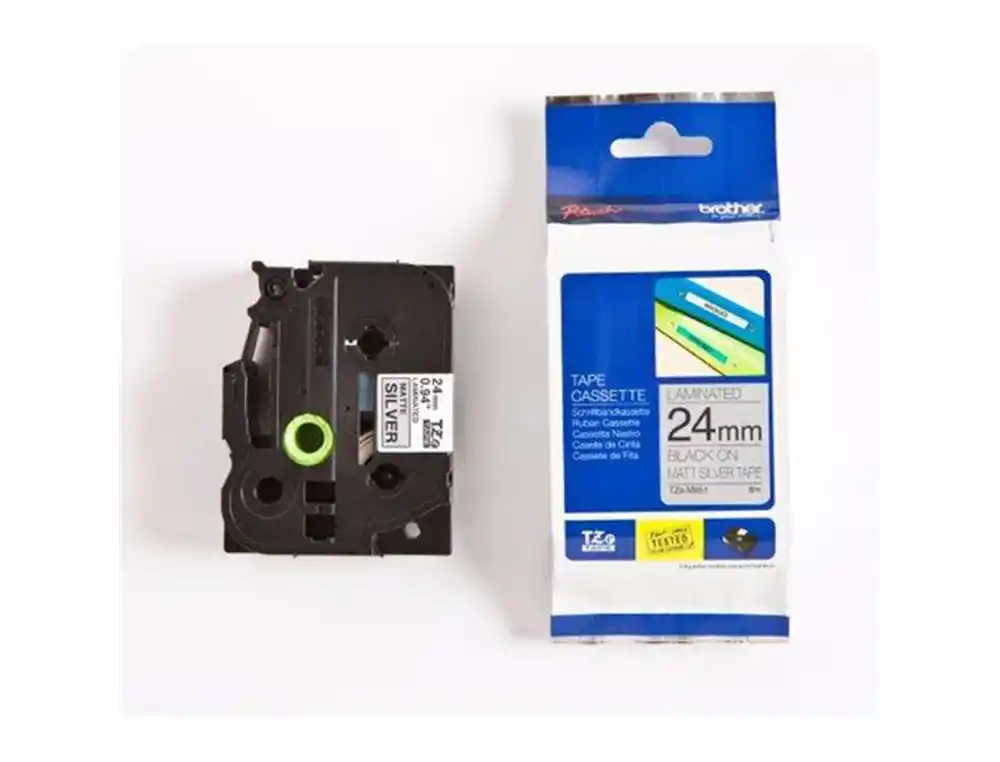 [248782] Cinta brother laminada texto negro sobre fondo plata mate 24 mm x 8 m