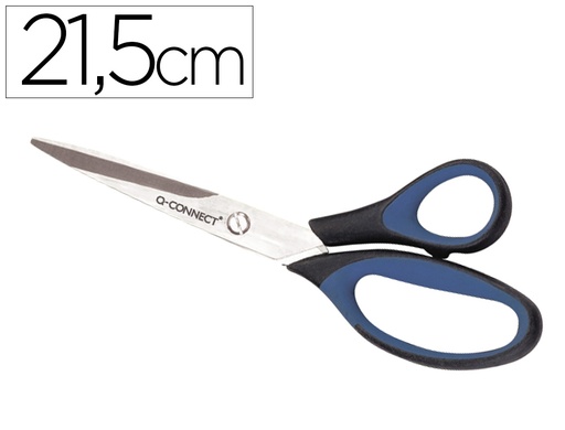 [34203] Tijera oficina q-connect mango caucho 8/' 21'5 cm blister de seguridad
