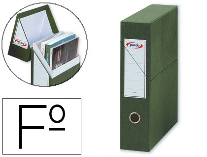 [63098] Archivador con tapa pardo carton forrado ollao lomo din a4 80 mm color verde 335x250x80 mm