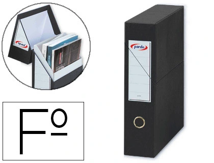 [63095] Archivador con tapa pardo carton forrado ollao lomo din a4 80 mm color negro 335x250x80 mm