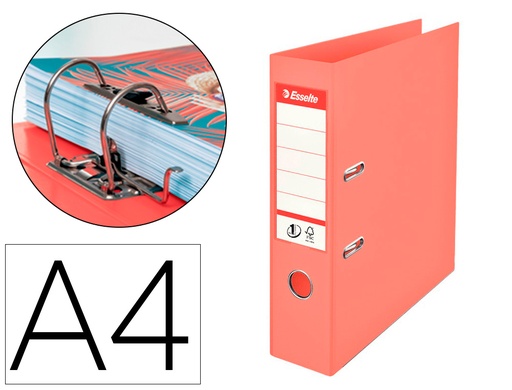 [163286] Archivador de palanca esselte colour breeze carton forrado pvc din a4 lomo 75 mm color coral