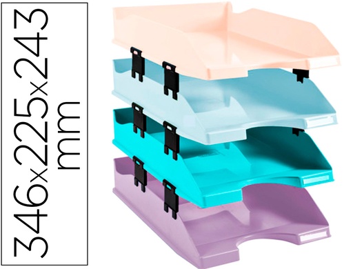 [162316] Bandeja sobremesa exacompta plastico aquarel set de 4 bandejas combo midi colores pastel 346x225x243 mm