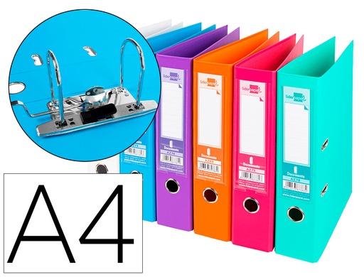 [79741] Archivador de palanca liderpapel a4 documenta forrado pvc con rado lomo 75 mm colores surtidos trending