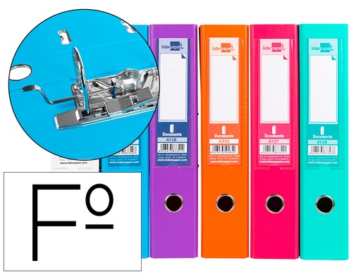 [79739] Archivador de palanca liderpapel folio documenta forrado pvc con rado lomo 75 mm colores surtidos trending