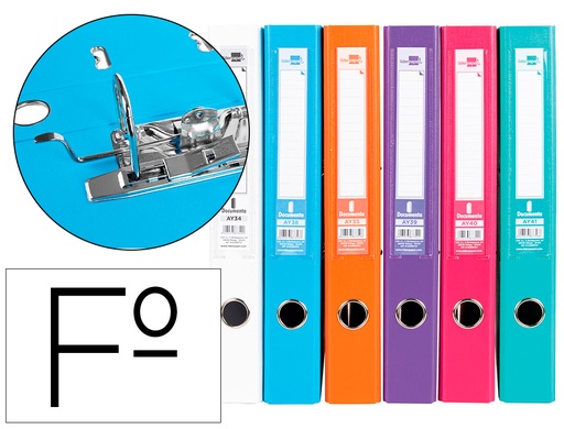 [79738] Archivador de palanca liderpapel folio documenta forrado pvc con rado lomo 52 mm colores surtidos trending