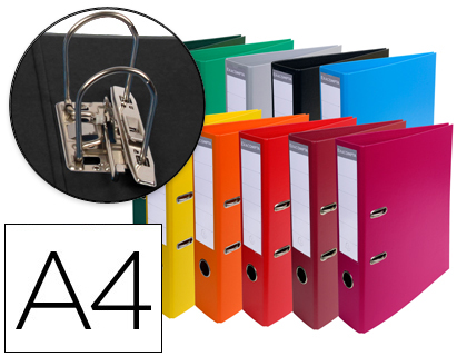 [72586] Archivador de palanca exacompta carton forrado pvc din a4 colores surtidos lomo 70 mm con compresor