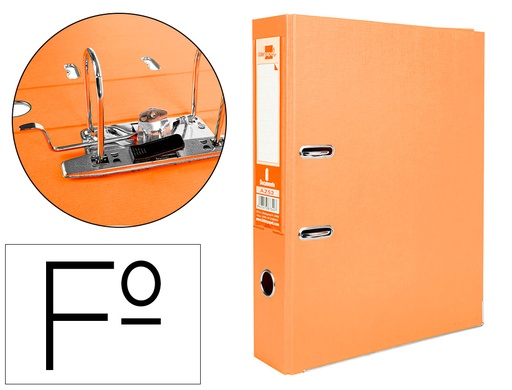 [59485] Archivador de palanca liderpapel folio documenta forrado pvc con rado lomo 75mm naranja con compresor