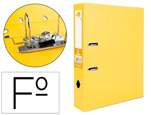 [37715] Archivador de palanca liderpapel folio documenta forrado pvc con rado lomo 75mm amarillo compresor metalico