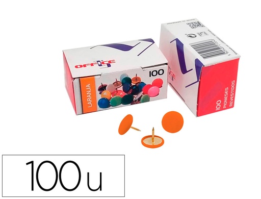 [166786] Chincheta lismania office color naranja caja de 100 unidades