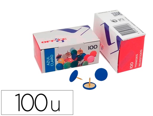 [166785] Chincheta lismania office color azul claro caja de 100 unidades