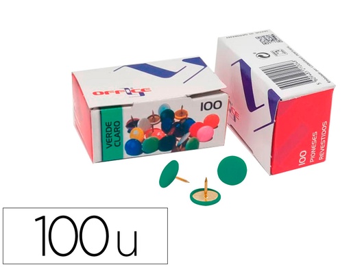 [166783] Chincheta lismania office color verde caja de 100 unidades