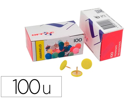 [166782] Chincheta lismania office color amarillo caja de 100 unidades