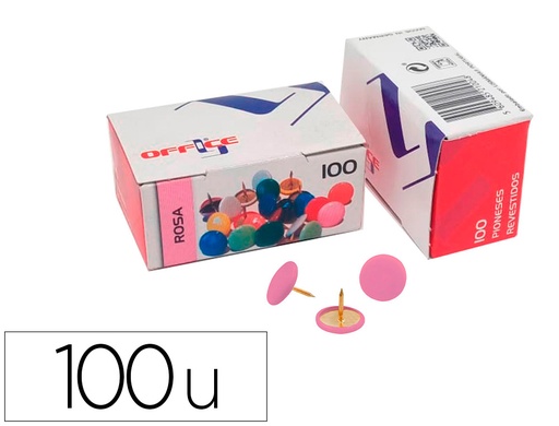 [166779] Chincheta lismania office color rosa caja de 100 unidades