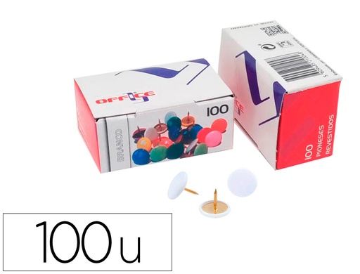 [166777] Chincheta lismania office color blanco caja de 100 unidades