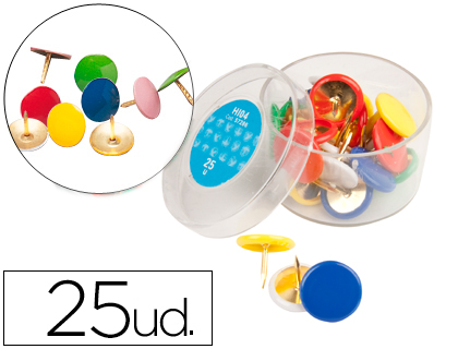 [57286] Chincheta liderpapel plastificada colores surtidos caja de 25 unidades