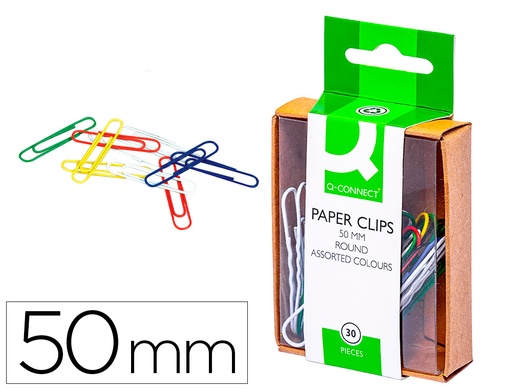 [28728] Clips colores q-connect 50 mm caja de 30 unidades colores surtidos