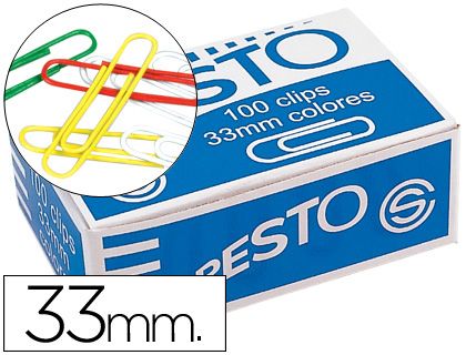 [16494] Clips colores presto caja de 100 unidades colores surtidos