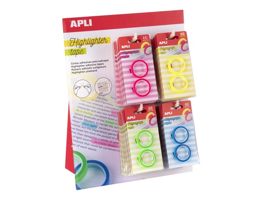 [170945] Cinta adhesiva apli neon para resaltar textos pack de 2 unidades colores surtidos