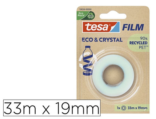 [170816] Cinta adhesiva tesa film eco&cristal transparente 33 mt x 19 mm en blister de 1 unidad