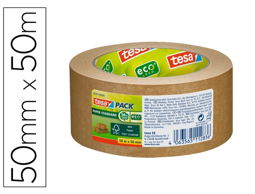[167227] Cinta adhesiva tesa eco papel color kraft 50 mt x 50 mm para embalaje