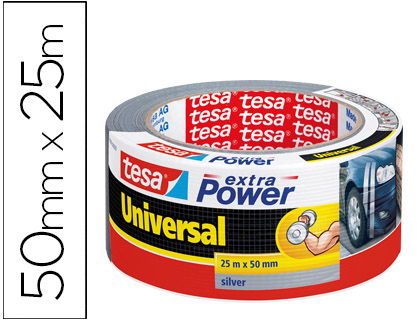 [78071] Cinta adhesiva tesa americana 25 mt x 50 mm extra power color plata