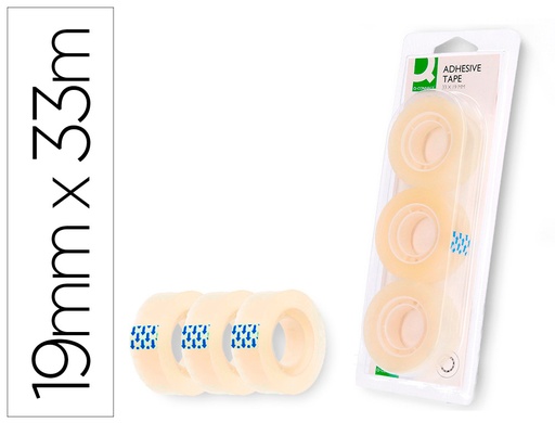 [41061] Cinta adhesiva q-connect 33 mt x 19 mm blister de 3 unidades