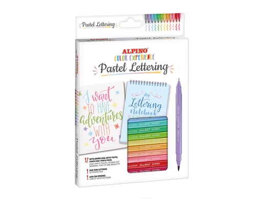[171032] Rotulador alpino pastel lettering doble punta estuche de 12 unidades colores surtidos