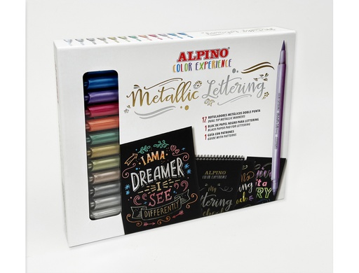 [171031] Rotulador alpino metallic lettering doble punta estuche de 10 unidades colores surtidos