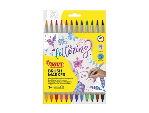 [171002] Rotulador jovi lettering doble punta fina y pincel estuche 12 unidades colores surtidos