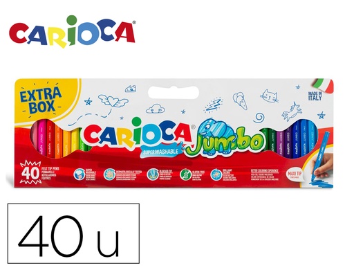 [170792] Rotulador carioca jumbo punta gruesa caja de 40 unidades colores surtidos