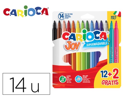 [170286] Rotulador carioca joy estuche de 12 unidades colores surtidos + 2 gratis