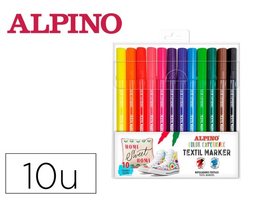 [169629] Rotulador alpino textil marker color experience estuche de 10 unidades colores surtidos