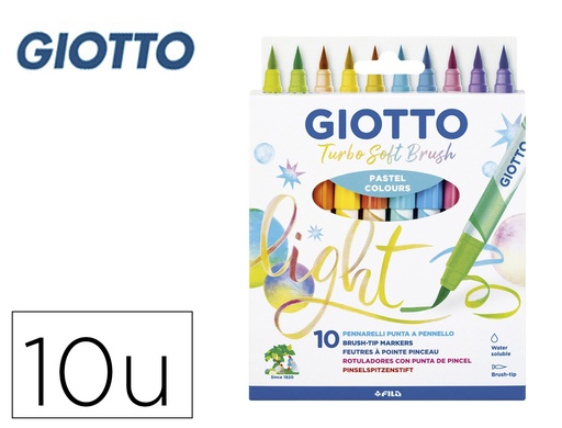 [169395] Rotulador giotto turbo soft brush pastel punta de pincel caja de 10 unidades colores surtidos