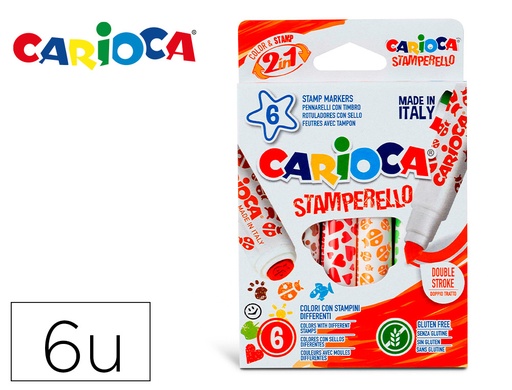 [168055] Rotulador carioca stamperello caja 6 unidades colores surtidos
