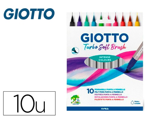 [166263] Rotulador giotto turbo soft brush punta de pincel caja de 10 unidades colores surtidos