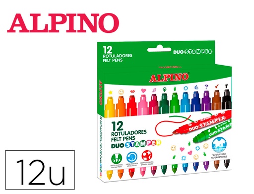 [164462] Rotulador alpino duo stamper caja de 12 unidades colores surtidos