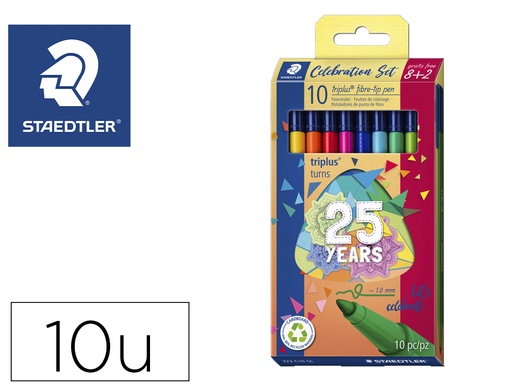 [164327] Rotulador staedtler triplus happy estuche de 10 unidades colores surtidos