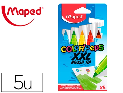 [162264] Rotulador maped color peps jumbo punta pincel caja de 5 colores surtidos