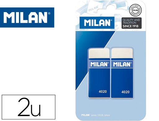 [161330] Goma de borrar milan 4020 miga de pan blister de 2 unidades