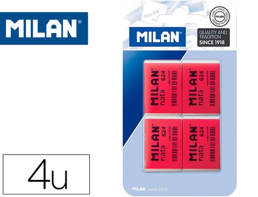[161329] Goma de borrar milan nata 624 blister de 4 unidades