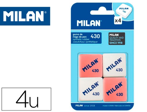 [161328] Goma de borrar milan 430 blister de 4 unidades