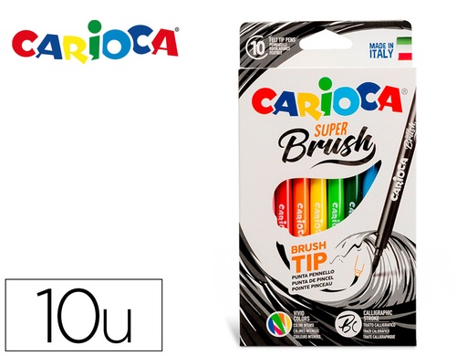 [154713] Rotulador carioca super brush caja de 10 unidades colores surtidos