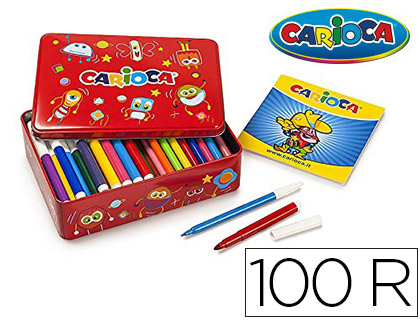 [79736] Rotulador carioca color kit caja metalica de 100 unidades surtidas + album colorear