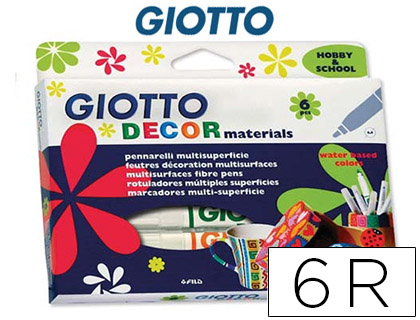 [79514] Rotulador giotto decor materials caja de 6 colores surtidos