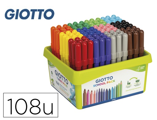 [78297] Rotulador giotto turbo maxi school pack de 108 unidades 12 colores x 9 unidades