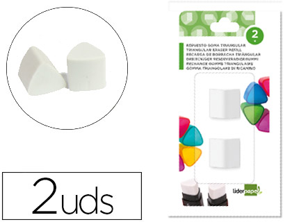 [75048] Repuesto goma liderpapel triangular con sacapuntas blister de 2 unidades