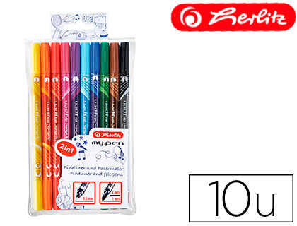 [67992] Rotulador herlitz my-pen doble punta 0,5/4 mm blister de 10 colores surtidos